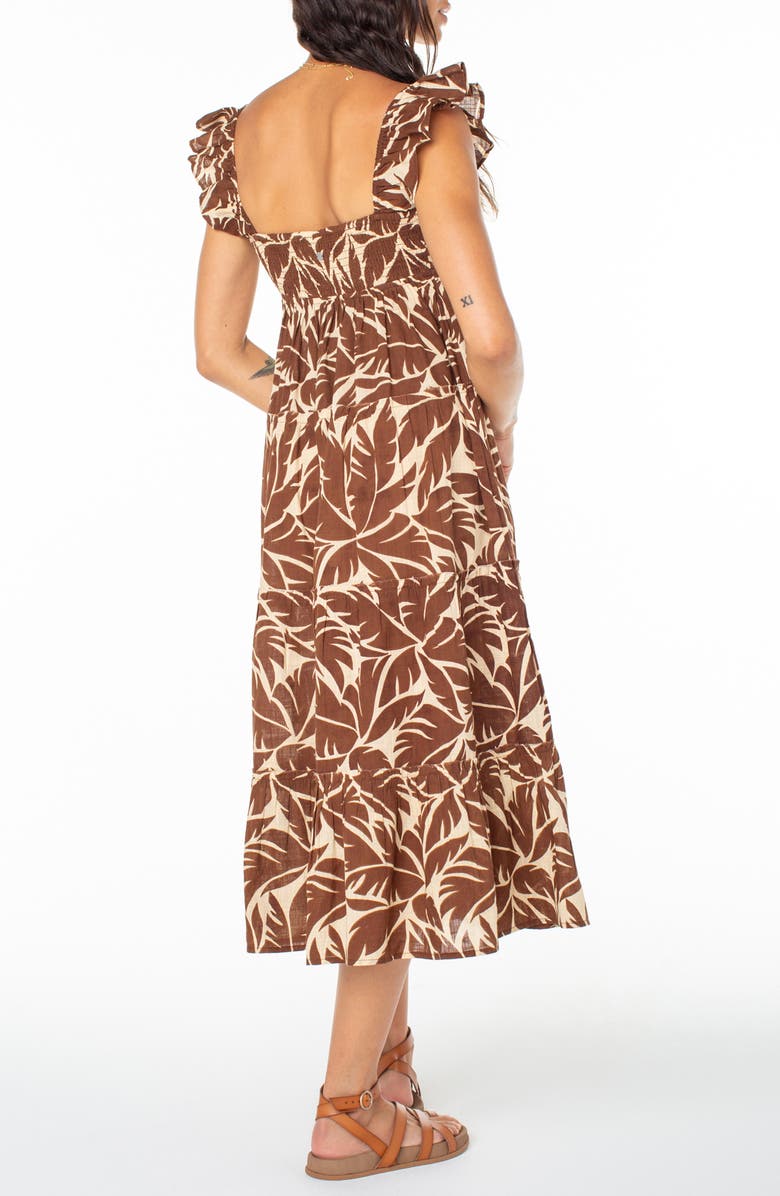 Roxy Palmy Days Tiered Cotton Midi Dress, Alternate, color, Parchment