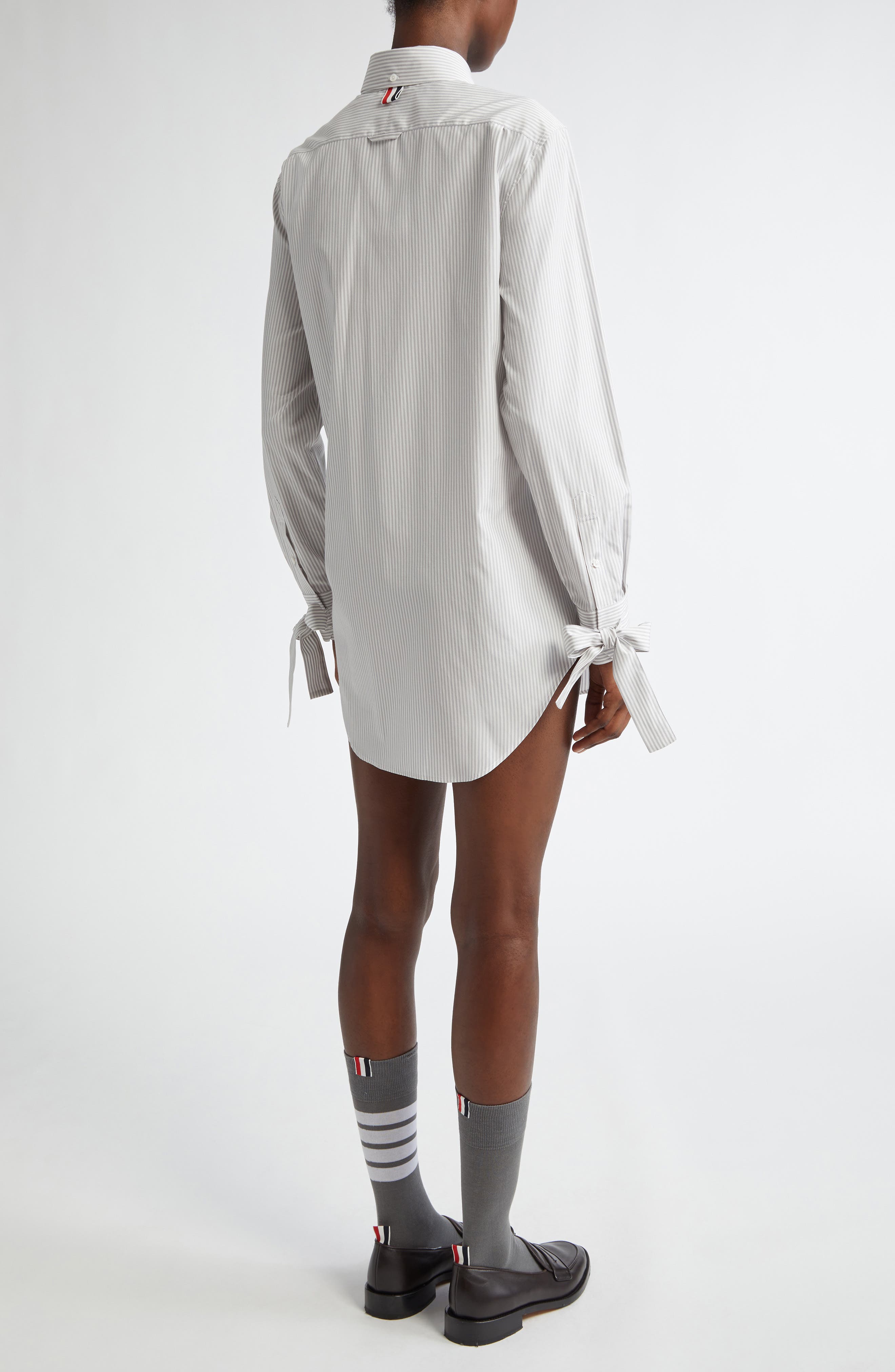 Stripe Bow Cuff Silk Blend Button-Up Shirt - image 2