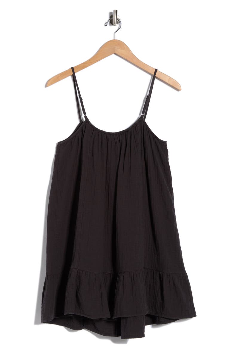 Cotton Gauze Minidress, Alternate, color, BLACK