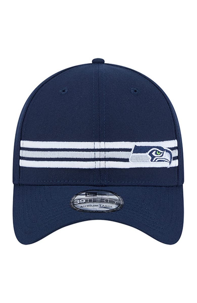 New Era Men's New Era College Navy Seattle Seahawks Stripes 39THIRTY Flex Hat, Alternate, color, 