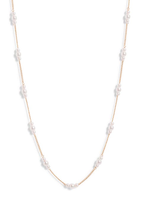 Imitation Pearl Station Necklace