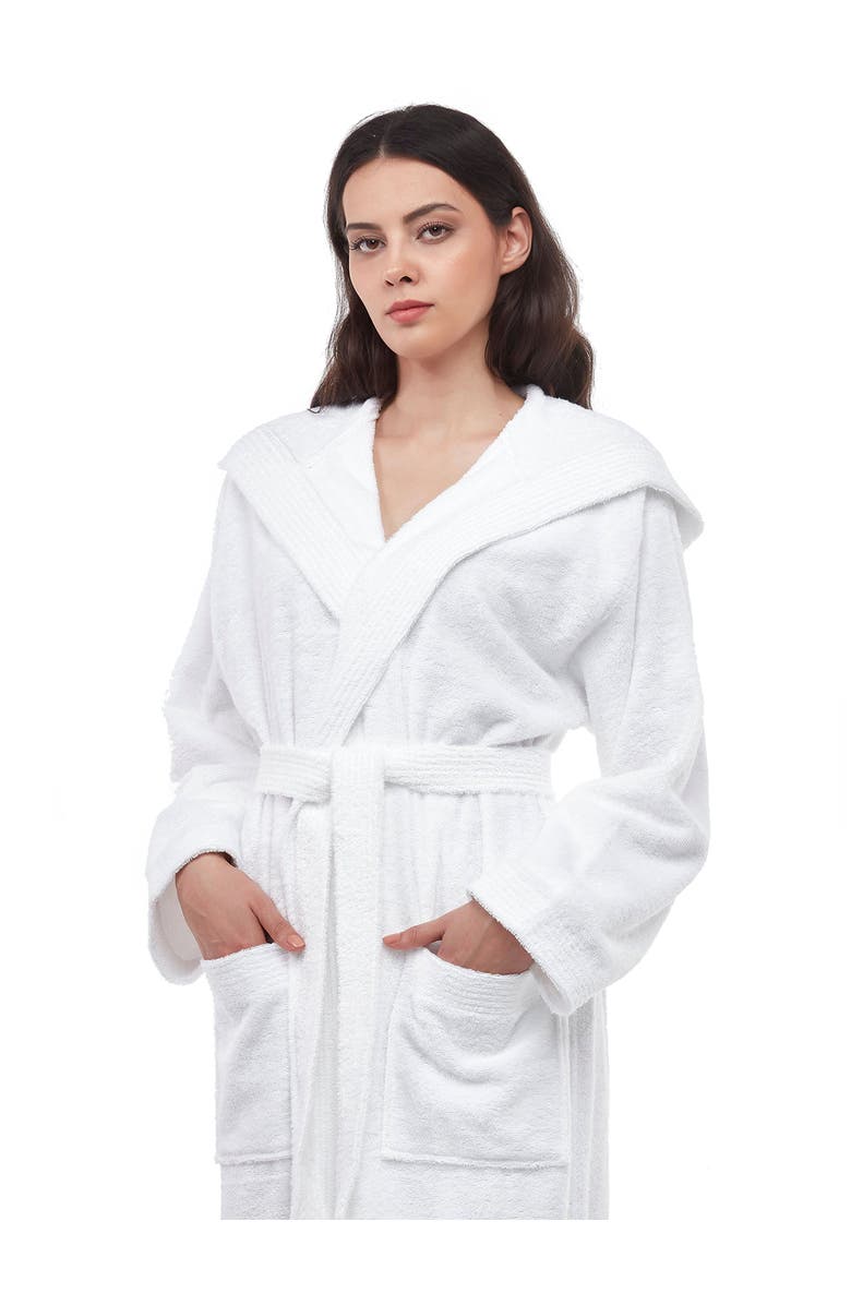 ARUS Paradise Womens Hooded Cotton Bath Robe, Alternate, color, White