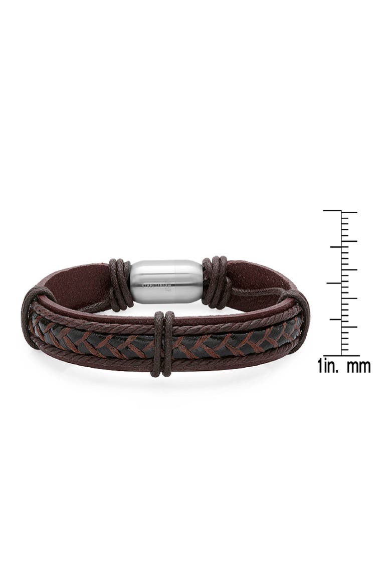 Braided Leather Strap Bracelet, Alternate, color, BROWN