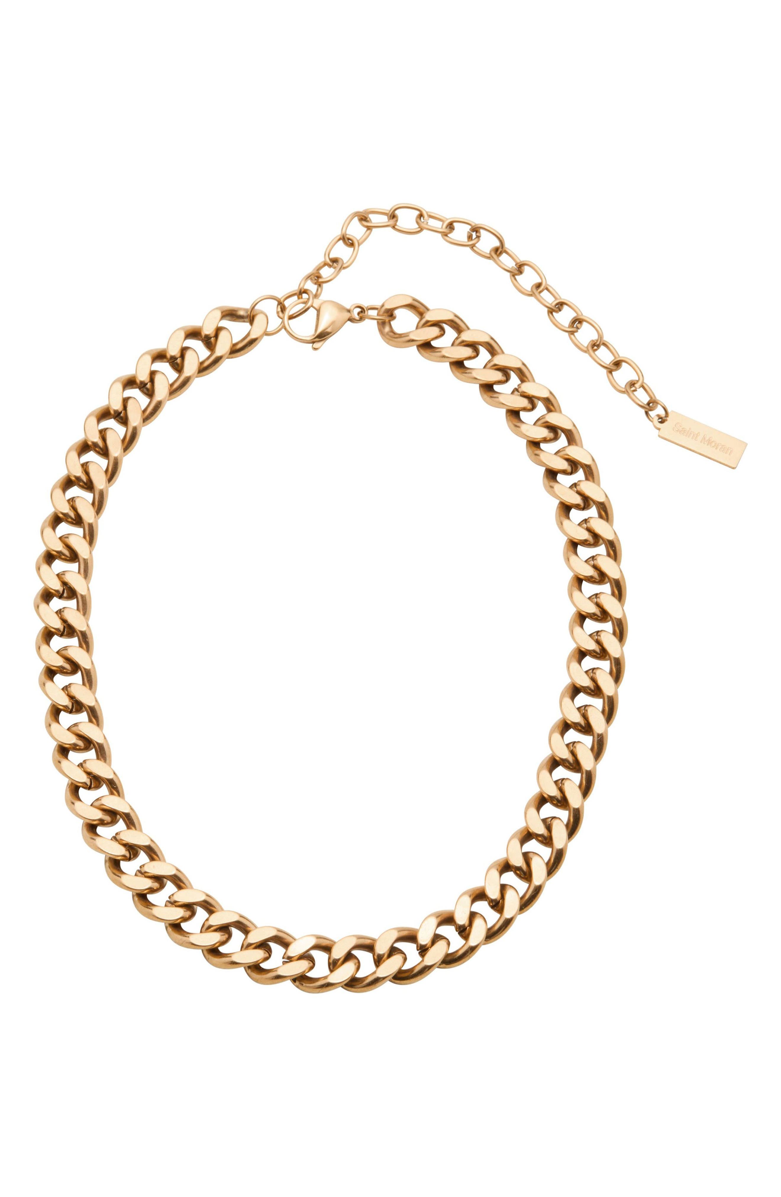 Tarnish Resistant 18K Gold Plated Curb Chain Necklace