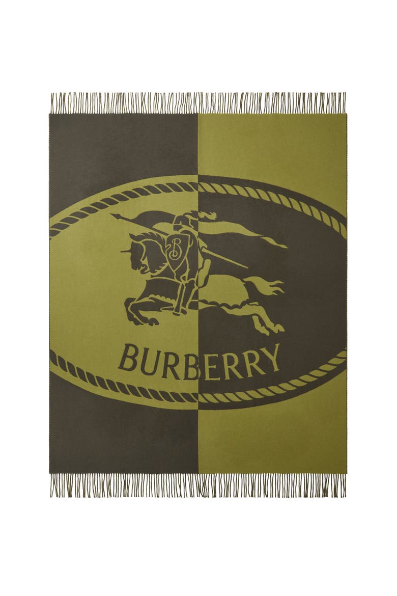 Knight Stamp Wool Blanket, Main, color, Estate green