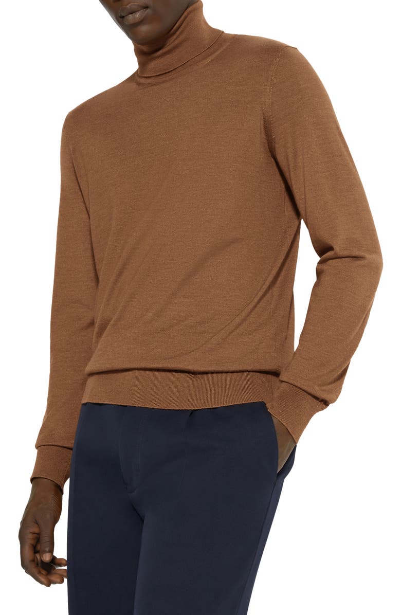 ZEGNA Cashseta Light Cashmere & Silk Turtleneck Sweater, Alternate, color, Dark Foliage