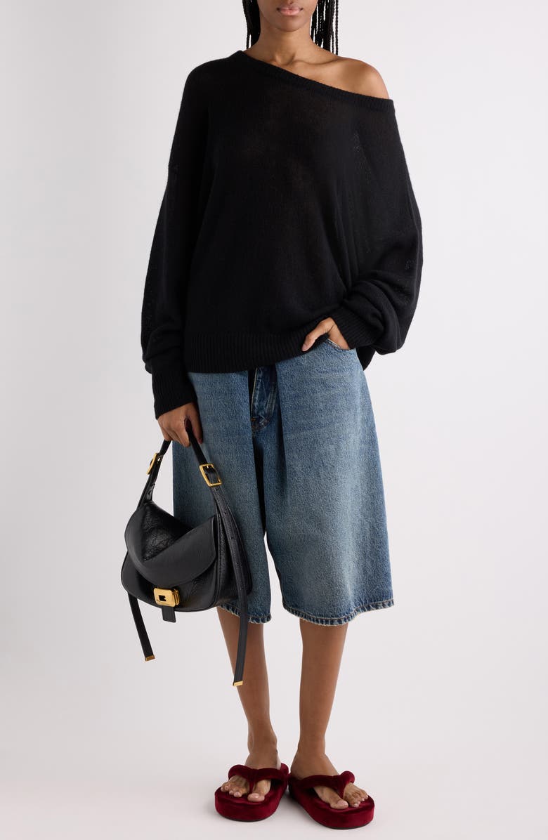 Balenciaga Relaxed Cashmere Sweater, Alternate, color, 1000 Black