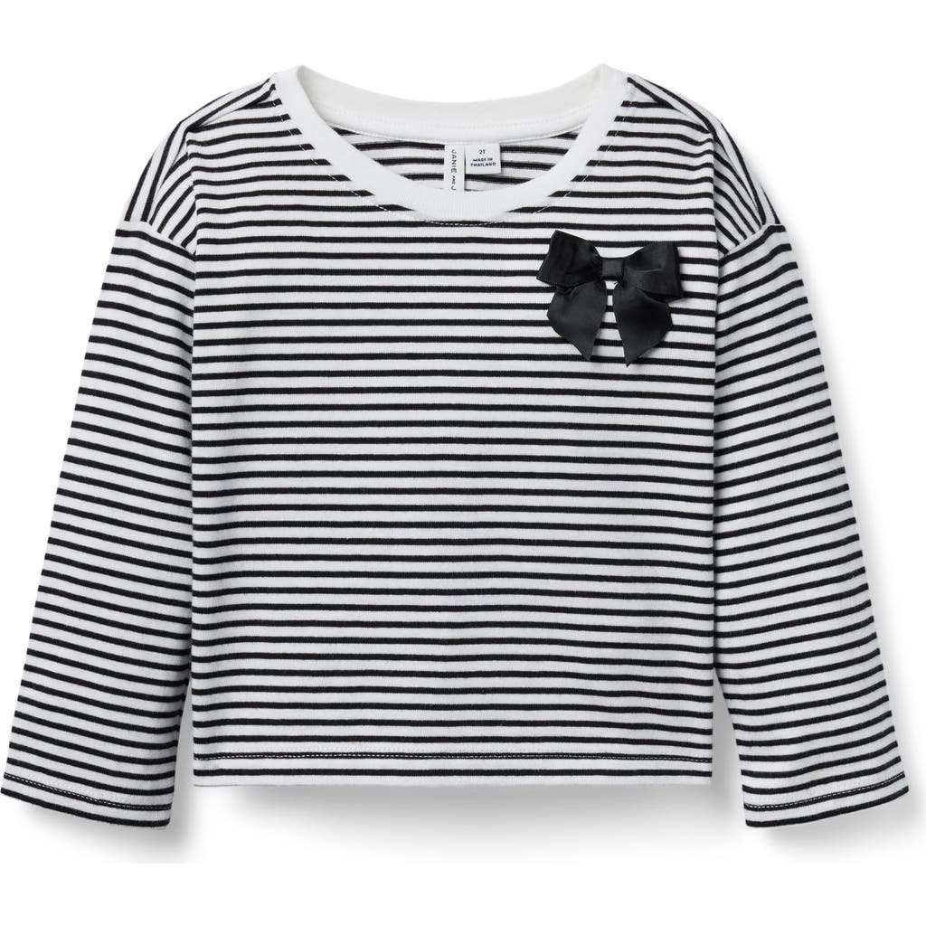 Janie And Jack Striped Bow Top In Black