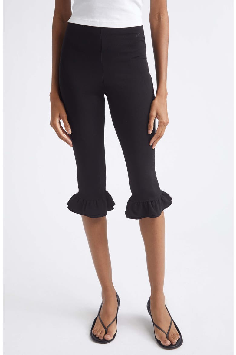 The Playa Ruffle Cuff Capri Pants, Main, color, BLACK