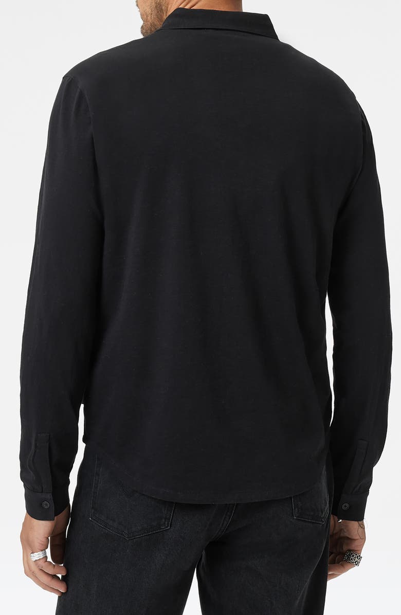 John Varvatos Gareth Organic Cotton Knit Button-Up Shirt, Alternate, color, Black
