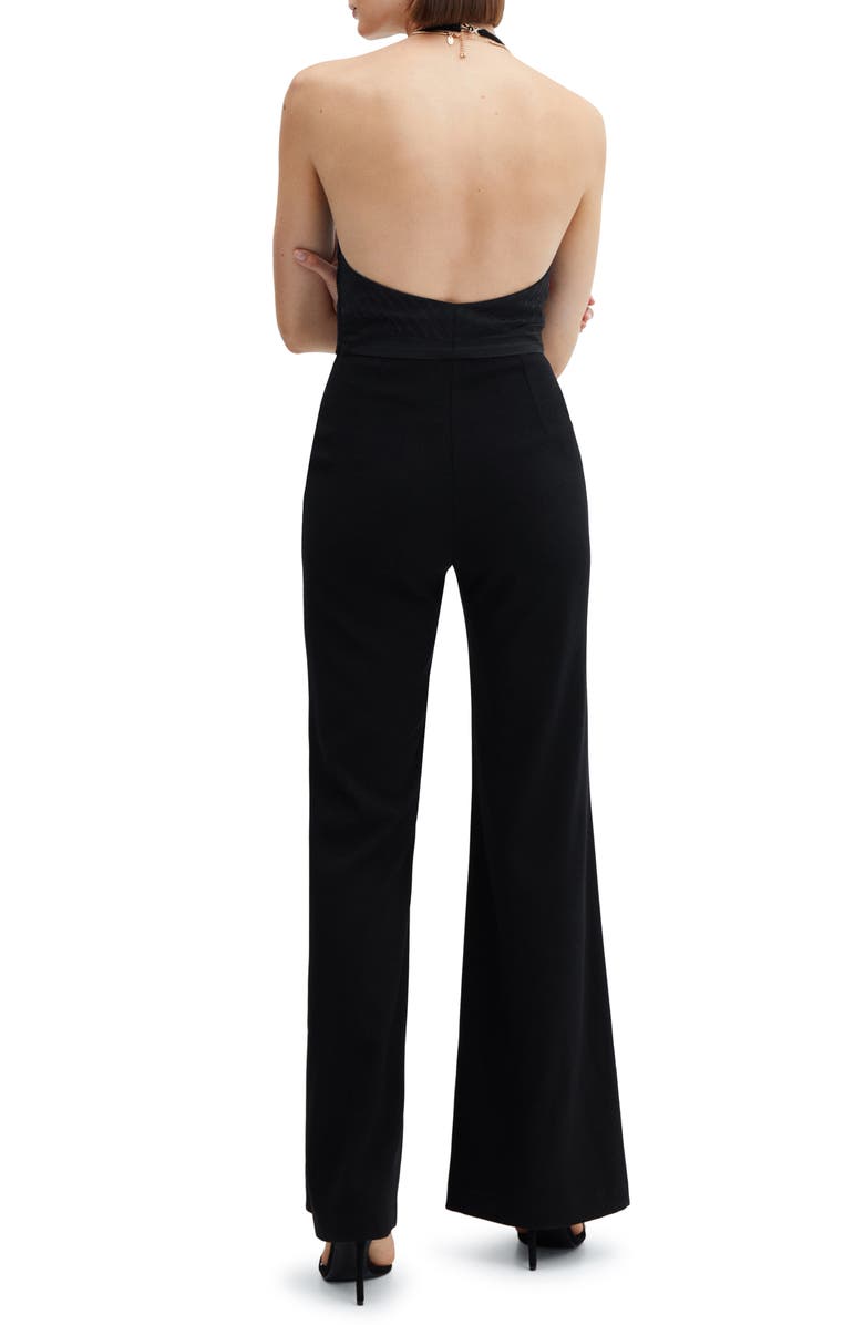 MANGO Halter Neck Flare Leg Jumpsuit, Alternate, color,