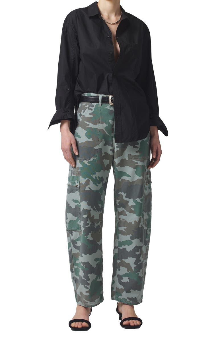 Citizens of Humanity Marcelle Camo Print Low Rise Barrel Cargo Pants, Alternate, color,