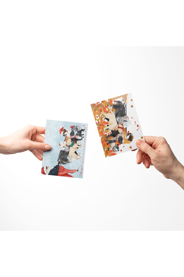 Holiday Greeting Card Pack Sets (3 ct, Assorted) Autumn, Santa and Easter Dog Walk, Alternate, color, Multi-Pack