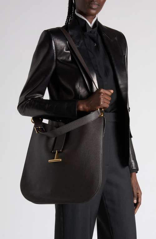 Tom Ford Large Tara Leather Hobo Bag In Brown