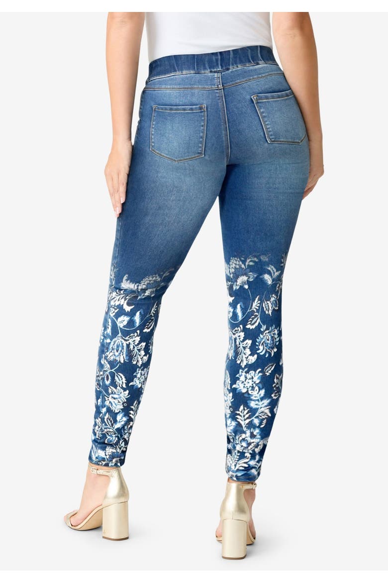 Plus Size 360° Stretch Jegging, Alternate, color, STONEWASH OMBRE FLORAL