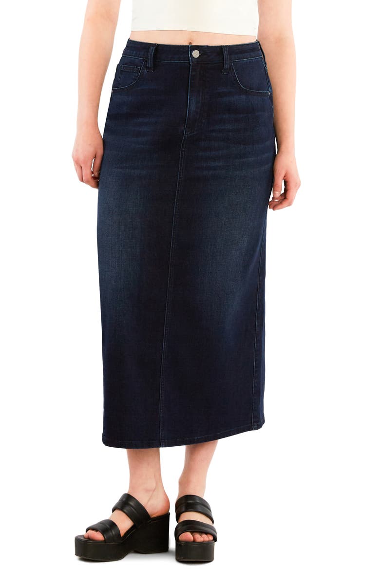 Vintage Denim Maxi Skirt, Main, color, NIGHT GREY