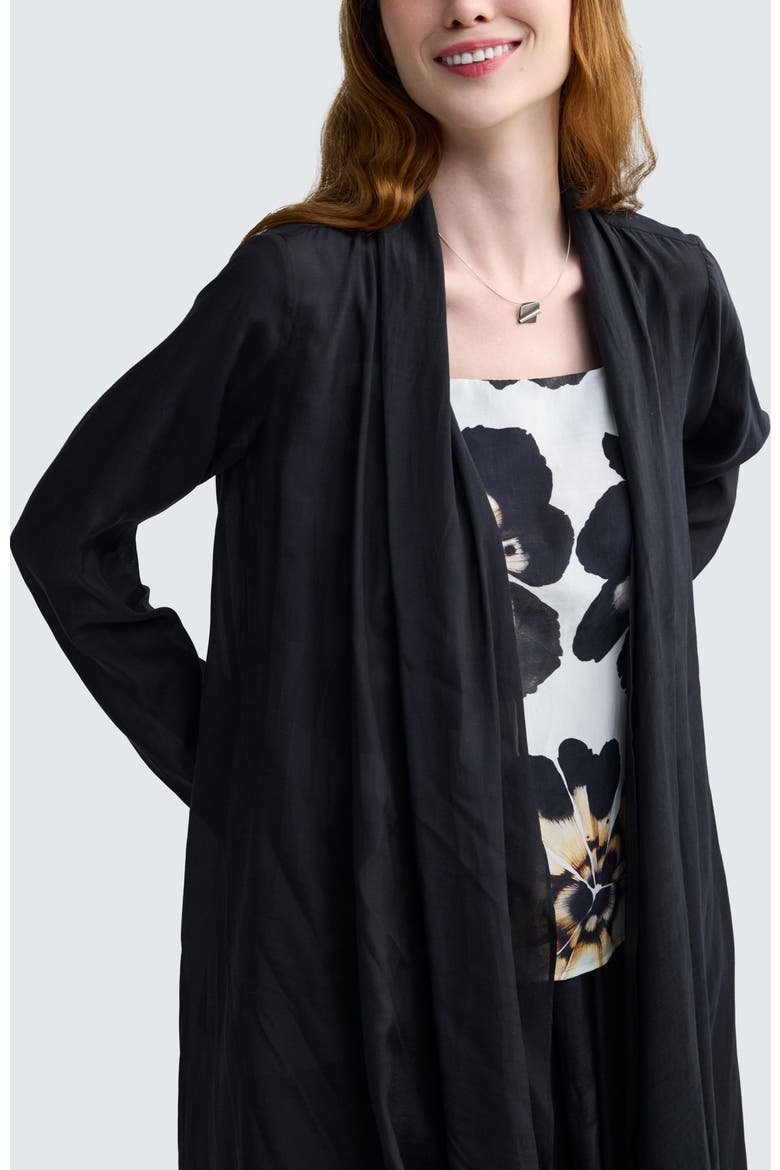 Vivelle Shawl Collar Open-Front Duster, Alternate, color, Black