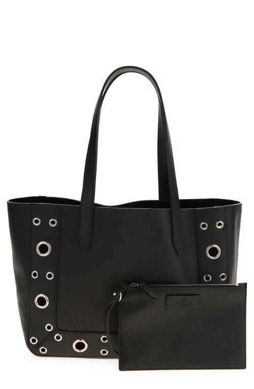 Valentino Garavani Medium Nellcôte Grommet Leather Tote In Black