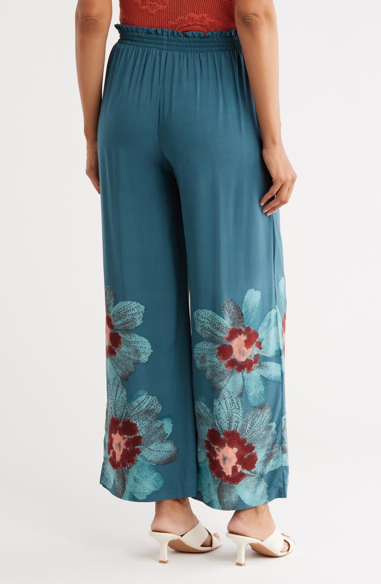 DR2 by Daniel Rainn Floral Border Print Tie Waist Pants, Alternate, color, Light Inkwell