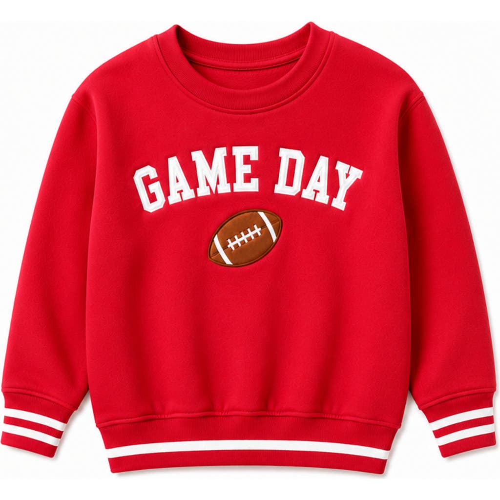 Bits & Bows Kids' Game Day Crewneck Sweatshirt In Red