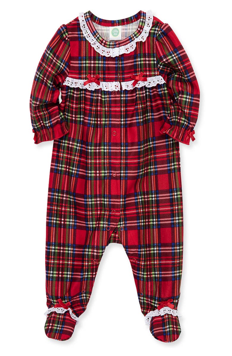 Little Me Plaid Footie, Alternate, color, Plaid