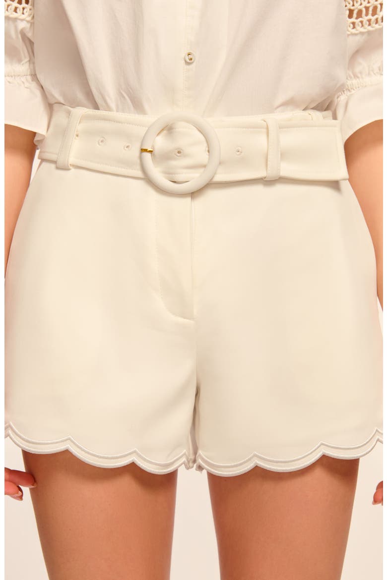 Violeta Belted Scallop Trim Shorts, Alternate, color, IVORY