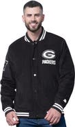 STARTER Men's Starter Black Green Bay Packers Blackout Corduroy Full-Snap Varsity Jacket