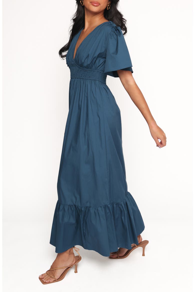 Tessa Smocked Ruffle Hem Maxi Dress, Alternate, color, BLUE