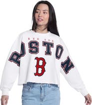 G-III 4HER BY CARL BANKS Women's G-III 4Her by Carl Banks White Boston Red Sox Bleachers Cropped Pullover Sweatshirt