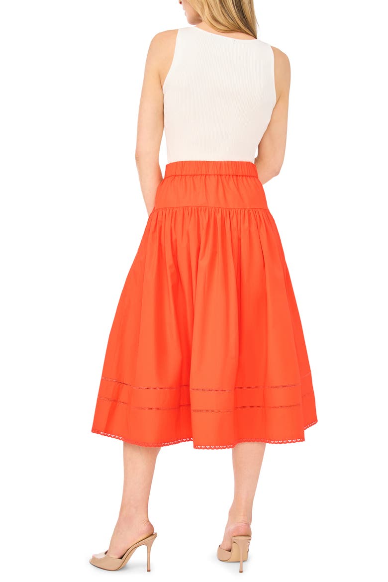 Erin Tiered Cotton Midi Skirt, Alternate, color, FIRE ORANGE