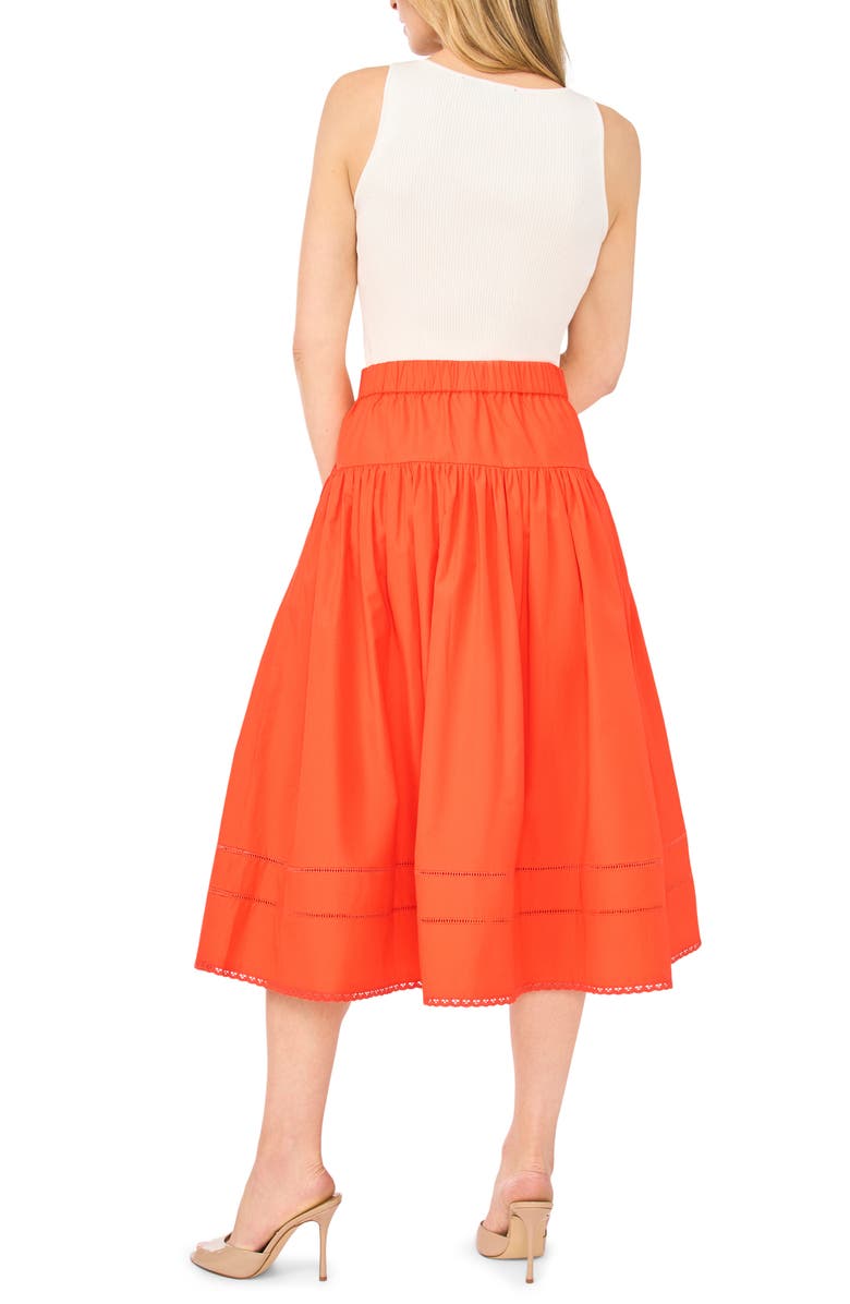 Ted Baker Erin Tiered Cotton Midi Skirt, Alternate, color, Fire Orange