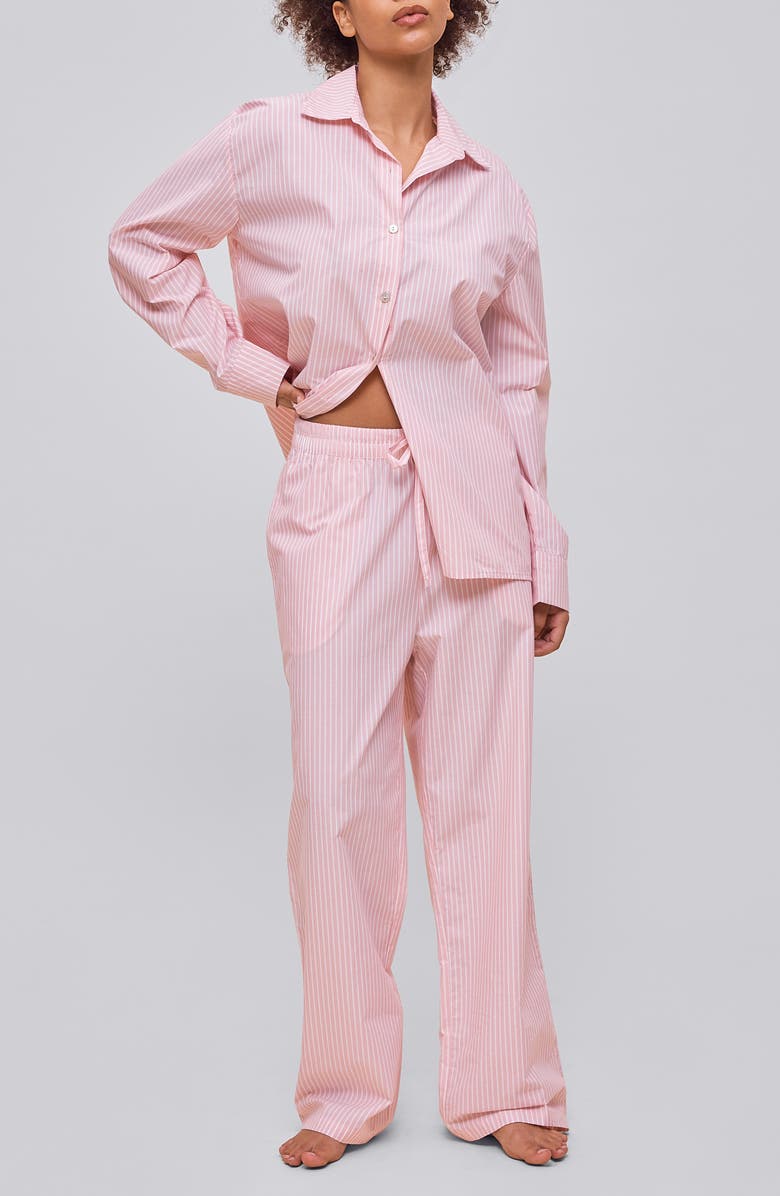 Papinelle Stripe Cotton Poplin Pajamas, Alternate, color, Pink