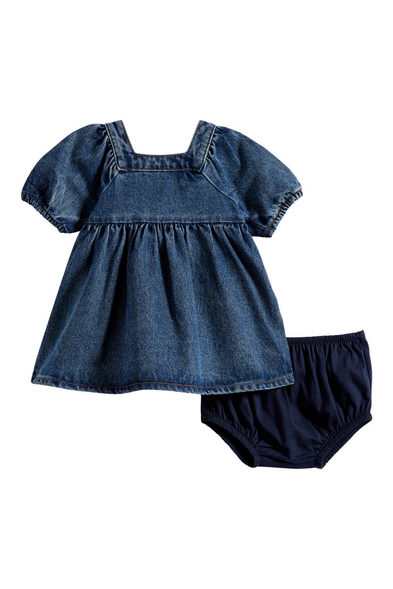 Gretta Denim Dress & Bloomers Set, Main, color, DENIM