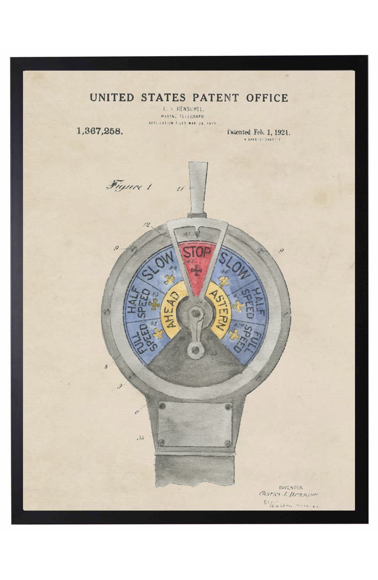 Antique Curiosities Marine Telegraph Patent in Black Frame, Main, color, NO COLOR