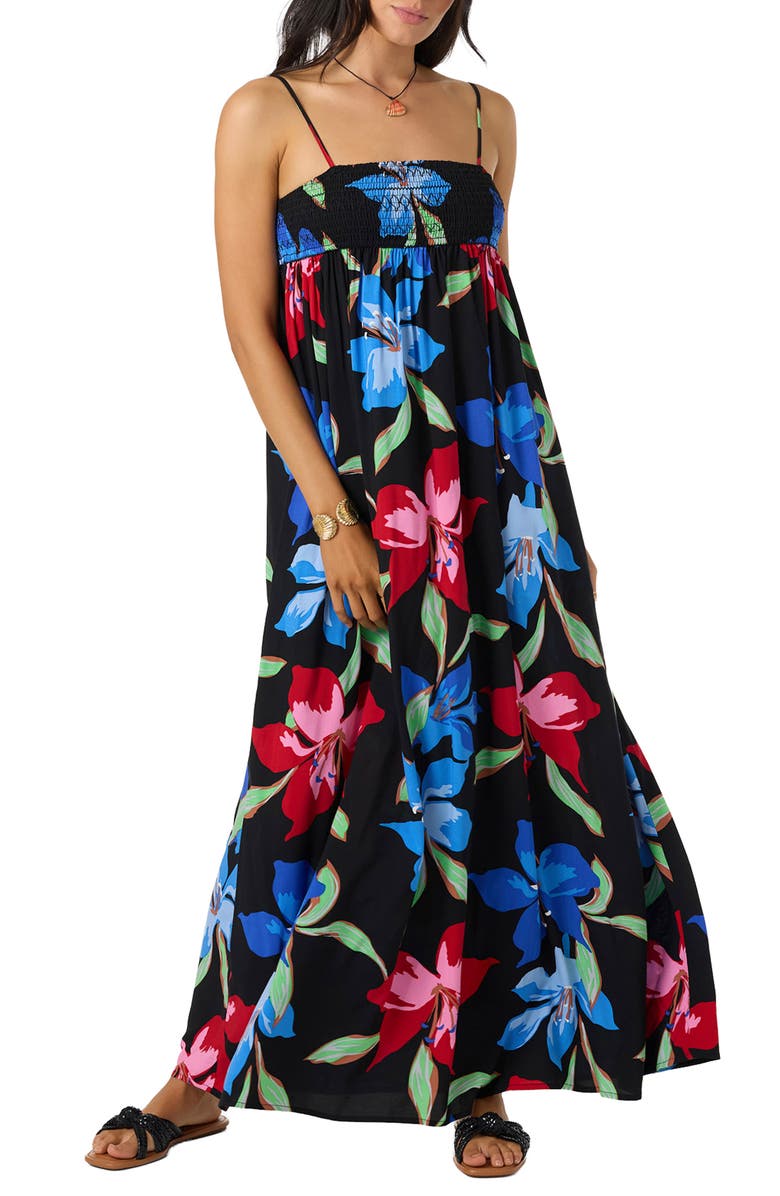 O'Neill Nickie Floral Print Sleeveless Maxi Dress, Main, color, 