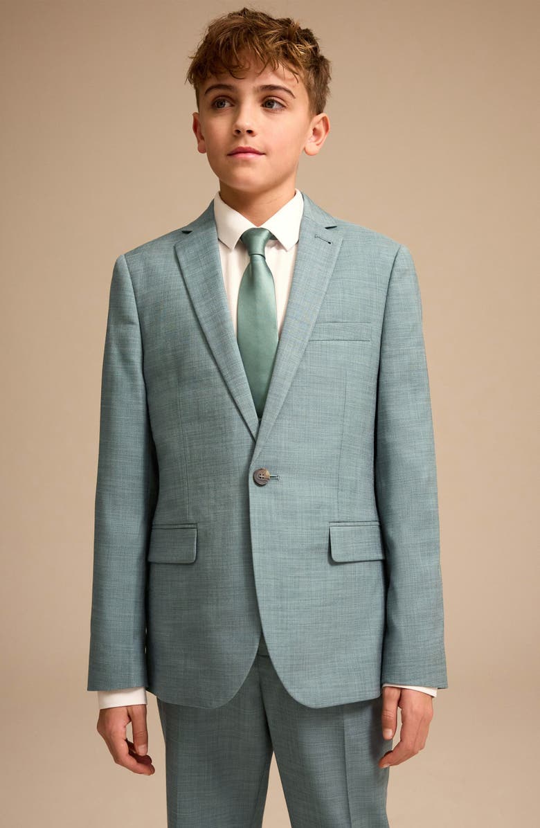 NEXT Kids' Skinny Fit Textured Green Sport Coat, Alternate, color, Green
