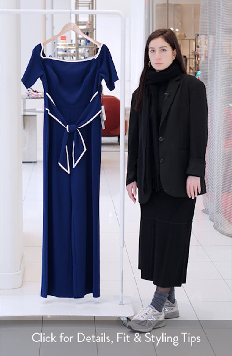 Tie Waist Knit Crepe Jumpsuit, sales video thumbnail