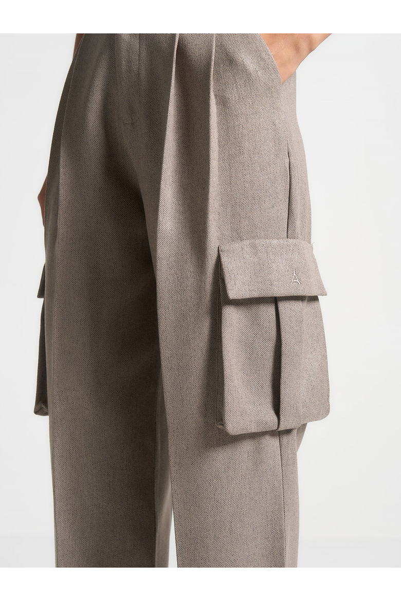 Danielle Straight Pleated Cargo Trousers, Alternate, color, Taupe
