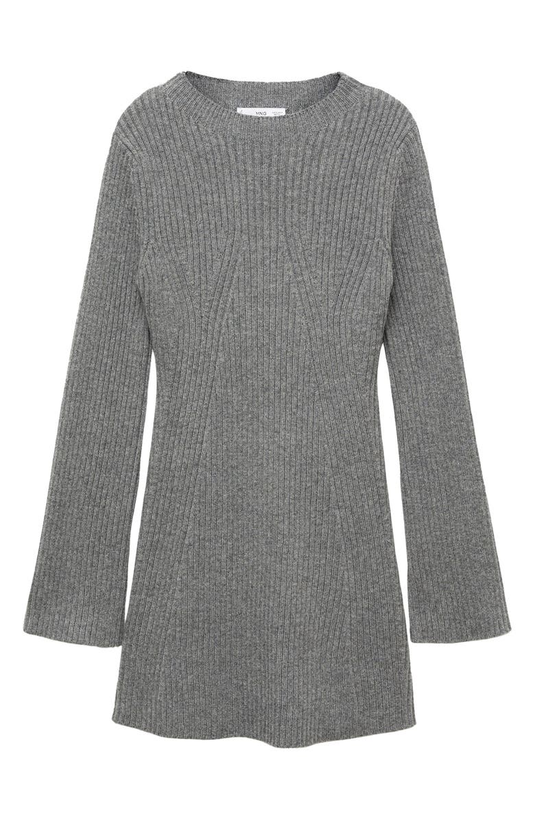 MANGO Long Sleeve Rib Minidress, Alternate, color,