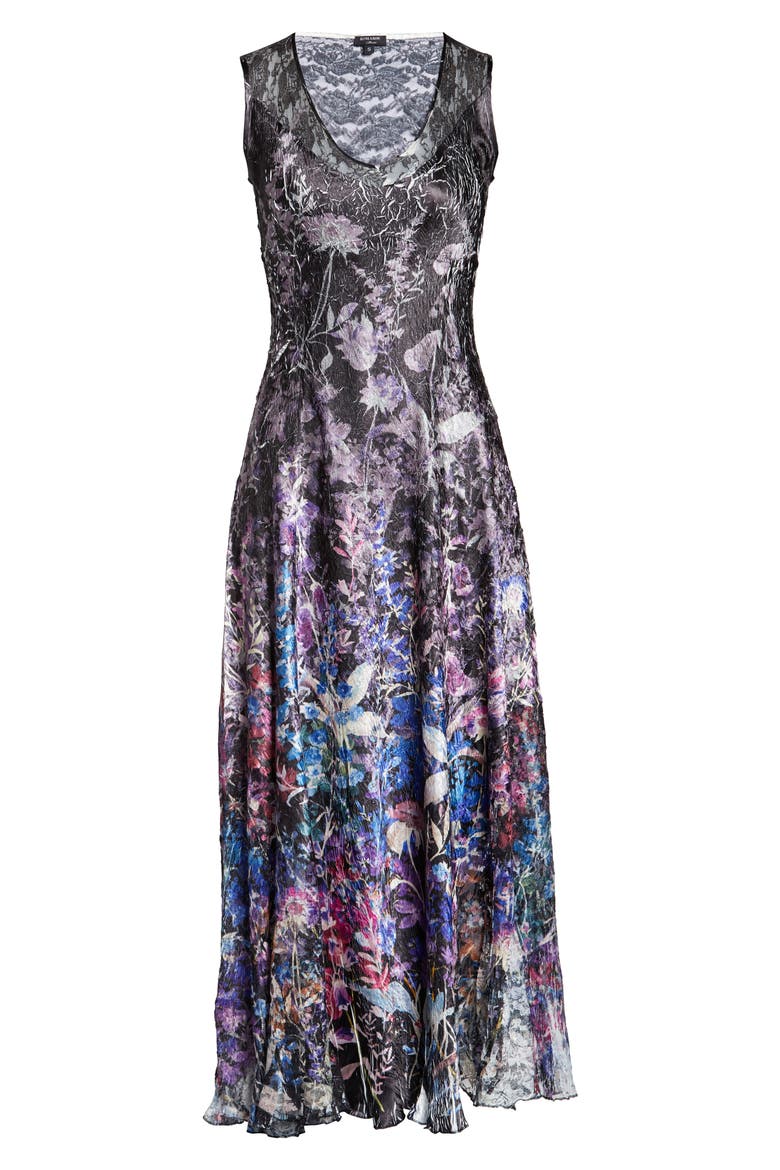 Lace-Up Back Charmeuse Gown, Alternate, color, MONARCH GARDEN
