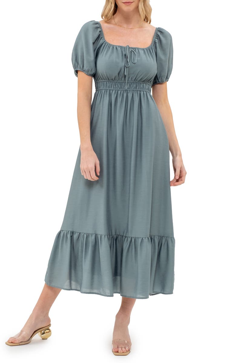 AUGUST SKY Square Neck Midi Dress, Main, color,