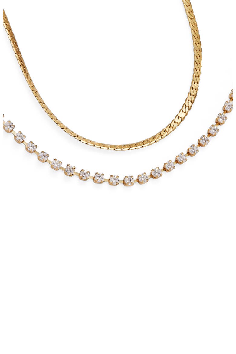 2 Row Crystal Tennis Chain  Bracelet, Alternate, color, Gold