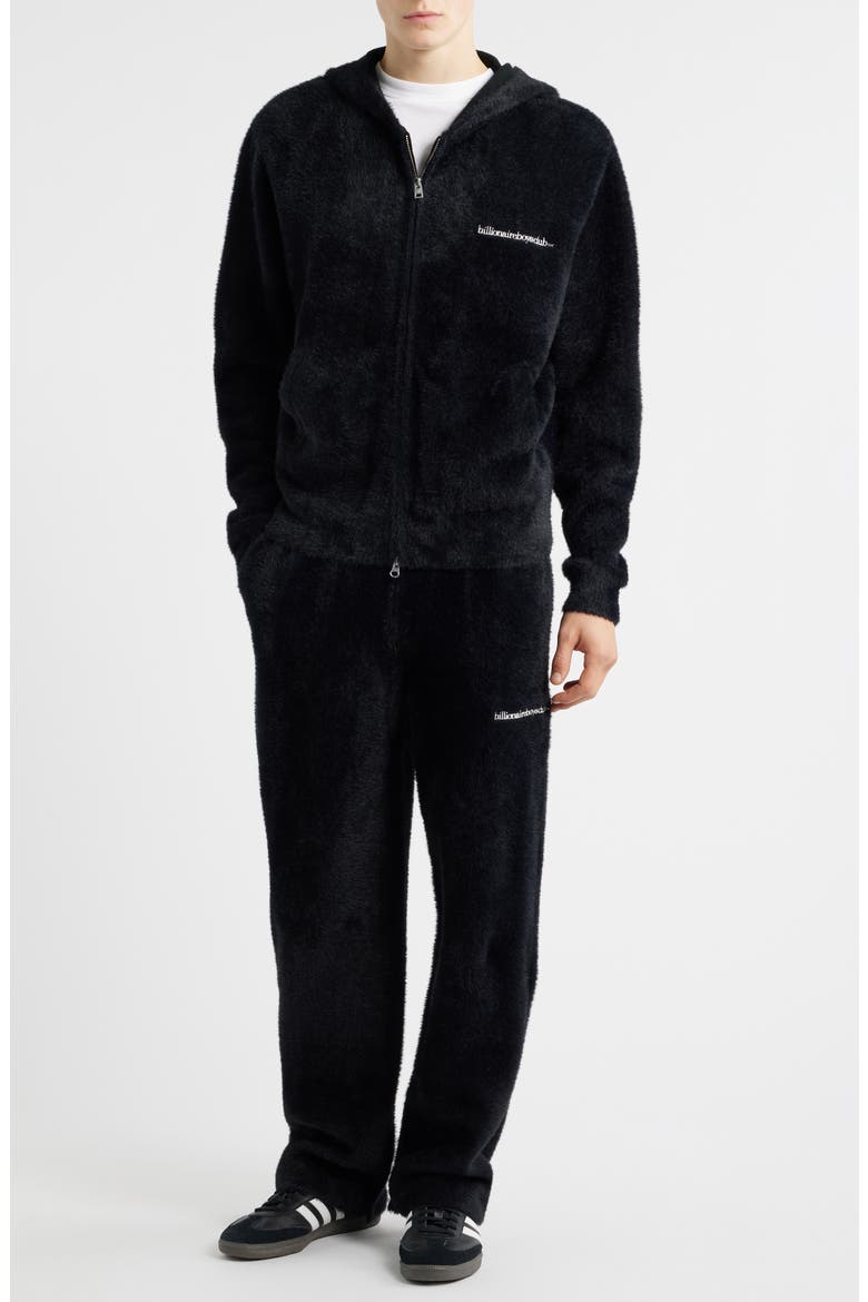 BB Fuzz Zip Hoodie, Alternate, color, BLACK