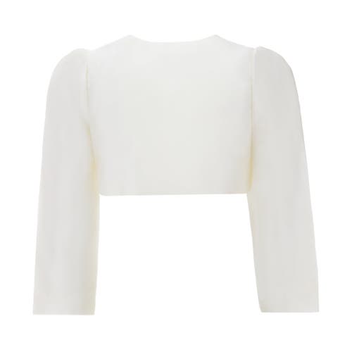 Tulleen Cropped Satin Cardigan In Cream