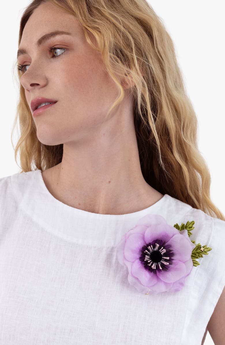 Helena Simon The Lavender Anemone Floral Brooch, Alternate, color, Lavender