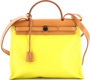 Pre-Owned Hermes Herbag Zip Berline Vache Canvas and Leather 31