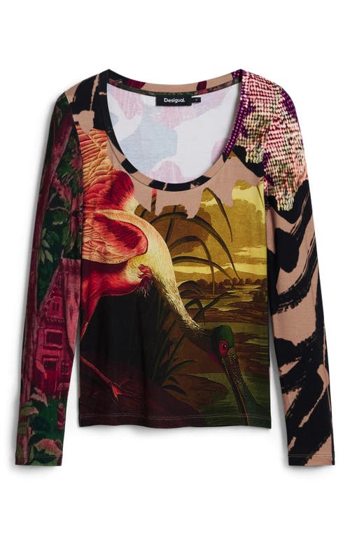 Desigual Abstract Print Scoop Neck T-shirt In Multi