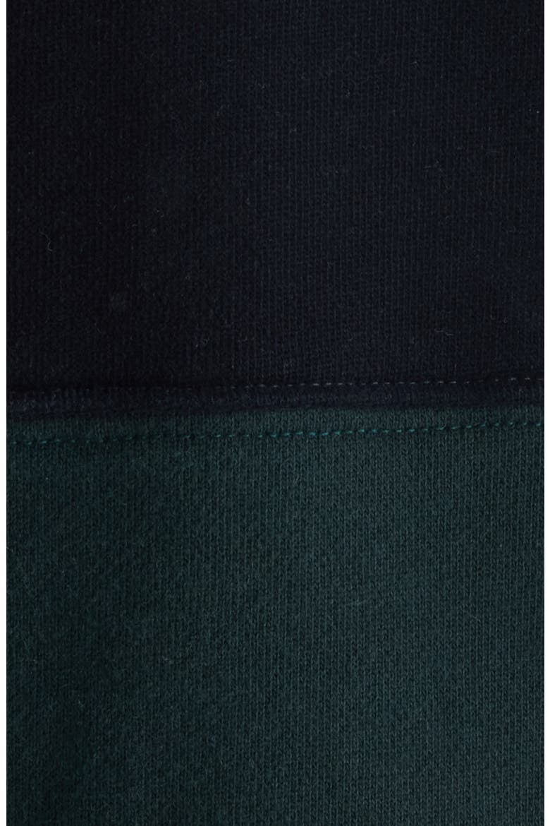 Striped Organic Cotton Fleece Polo Sweatshirt, Alternate, color, FOREST GREEN/ BLACK