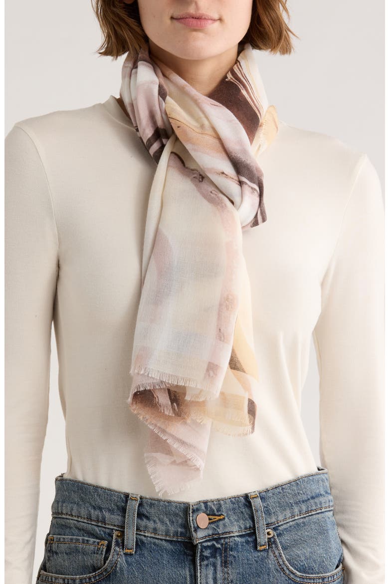 Copenhagen Marble Wave Oblong Scarf, Main, color, IVORY NEUTRAL