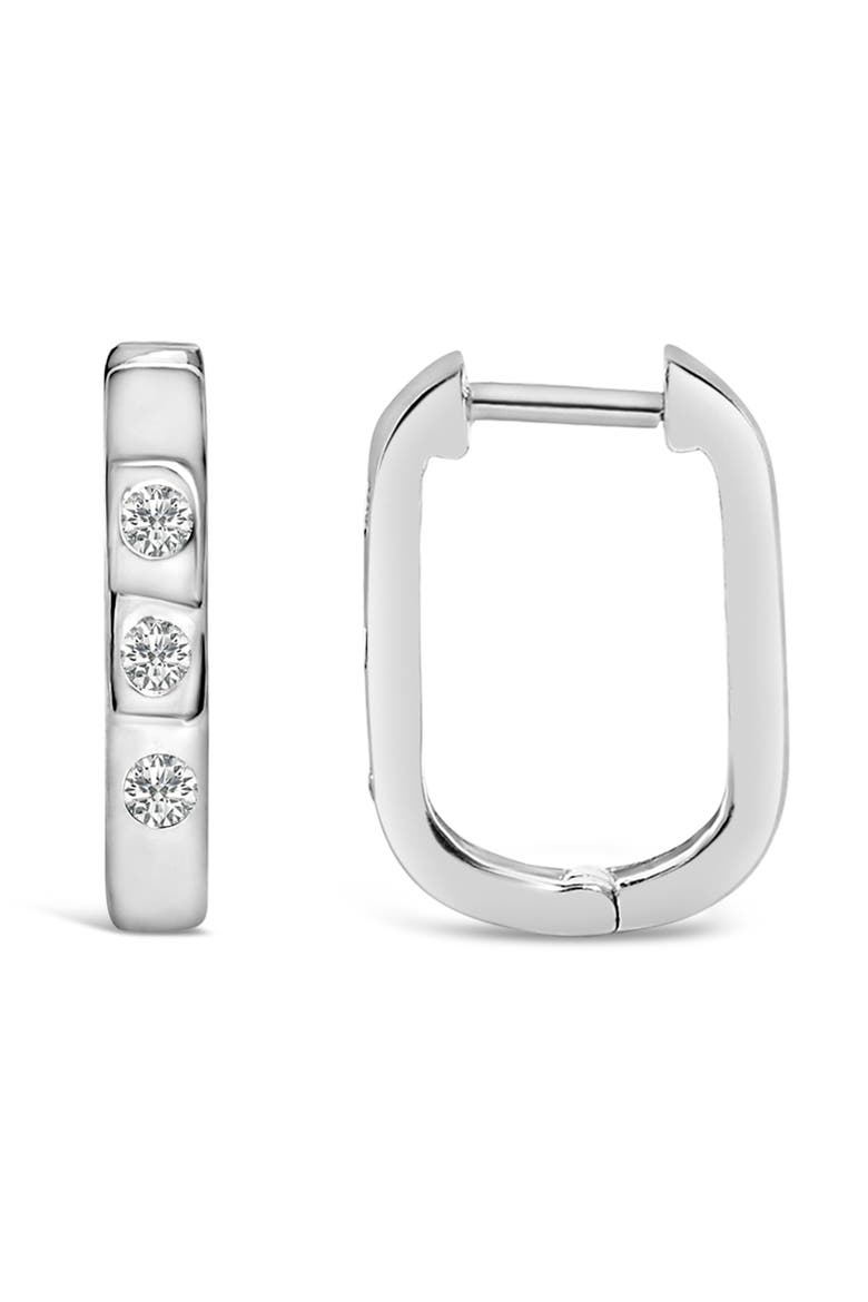 10K Gold 1/10 Cttw Three Stone Lab Grown Diamond Oval Huggies Hoop Earrings, Alternate, color, White